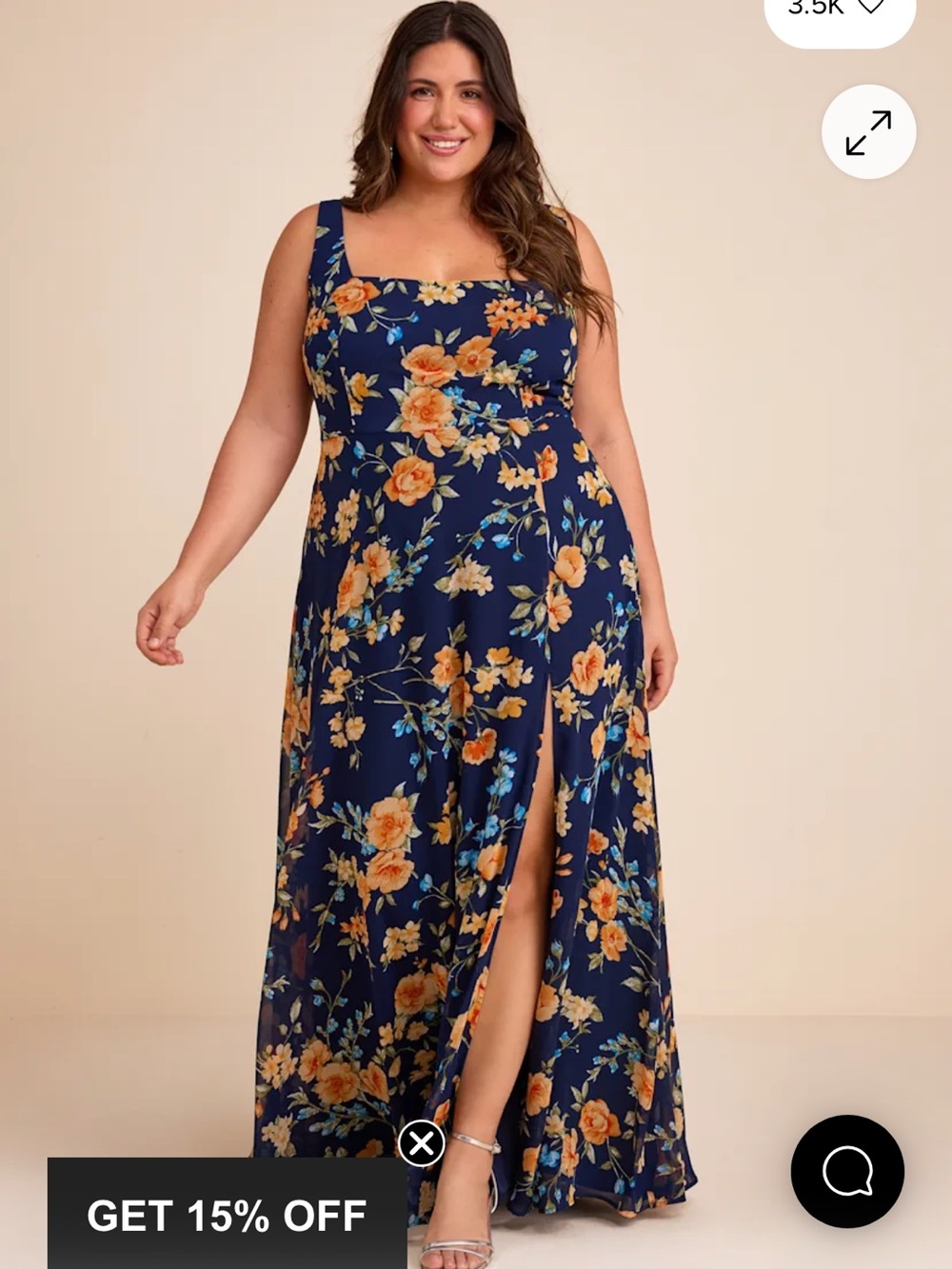 NWT- Lulus navy blue floral square neck maxi dress